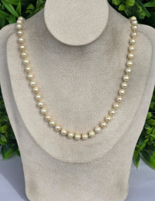 Collana Filo Di Perle Akoya 9.00-9.50 Mm AA Con Chiusura In Oro Bianco 762055 - Foto 4